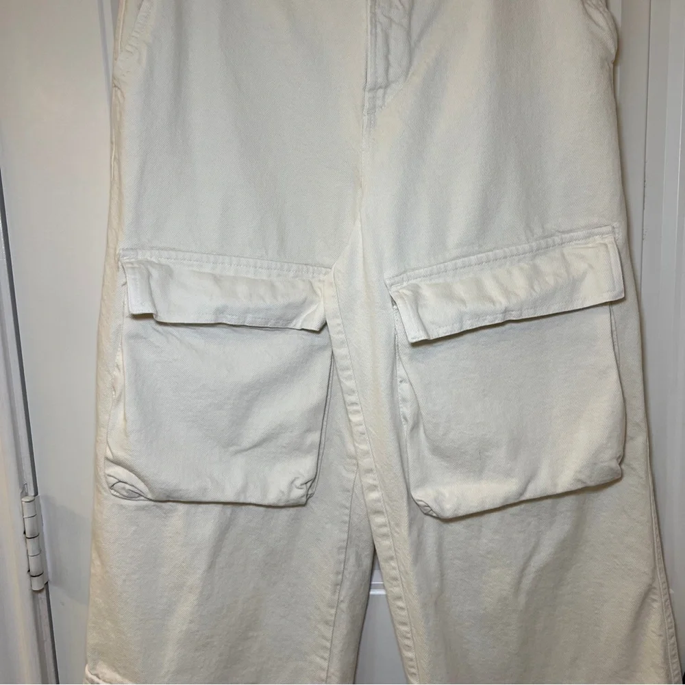 Zara Women’s‎ Ivory Cargo Pants Pockets 90’s Y2K Women’s Size XS - Picture 5 of 16